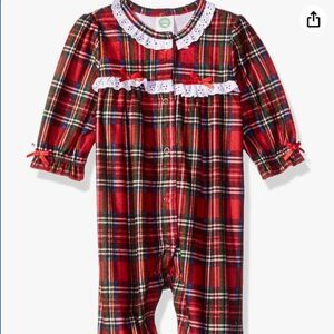 Little Me Red Plaid Holiday Flannel Footie sleepwear NWT size 9 months